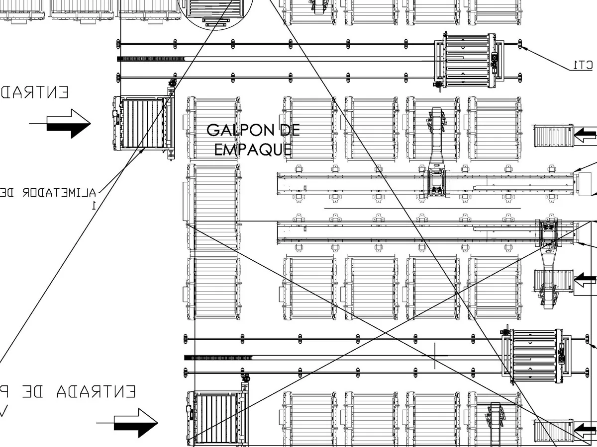 Reunión técnica con plano de layout en planta