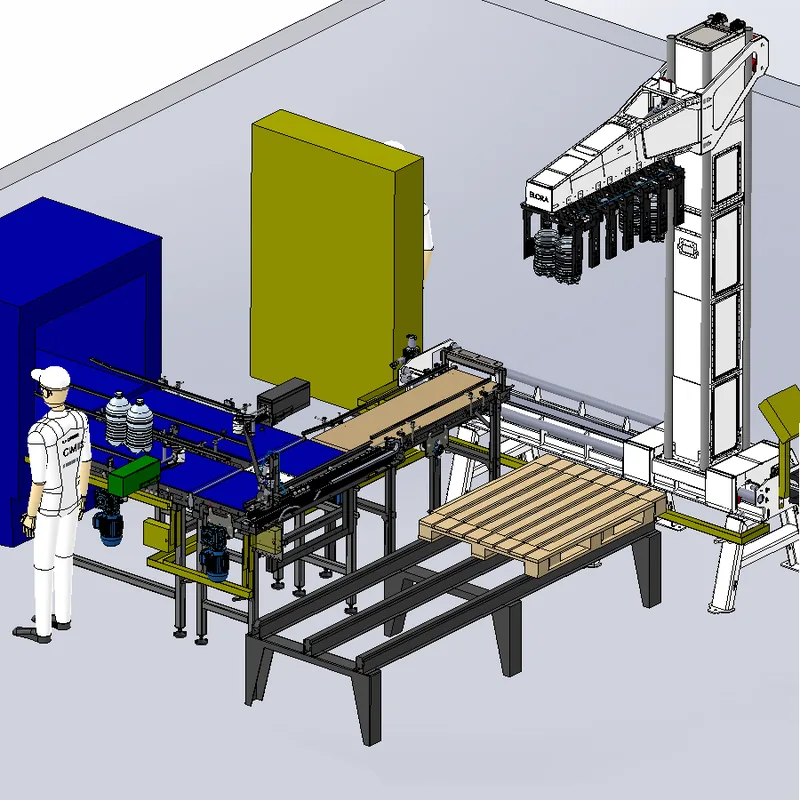 Layout planta industrial — línea completa integrada
